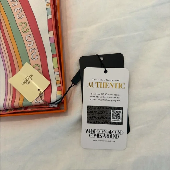 Hermès Multicolor Striped Silk Scarf with Orange Box - Picture 2 of 11